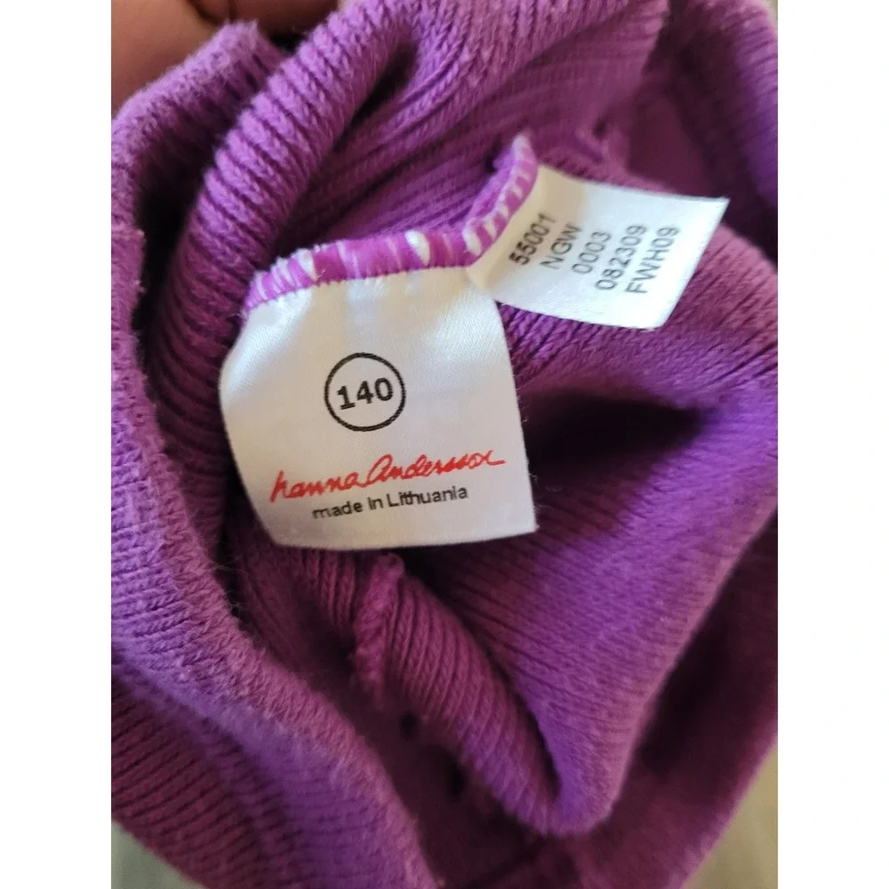 Hanna Andersson Girls Purple Ribbed Knit Footed Tights 140 size 10 #8